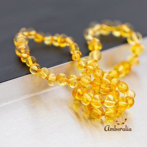 CLEARANCE!!! - ADULT Baltic Amber Necklace 17.7" (45cm) - Polish Lemon - SMALL